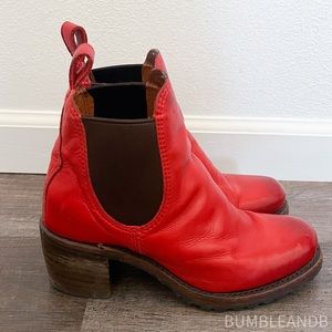 Frye Burnt Red Sabrina Chelsea Boots